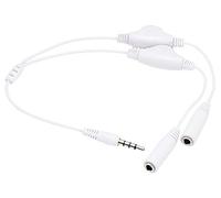 Earphone/Headphone Audio Jack Splitter With Separate Volume Controls - Works with Smartphones, Tablets, Laptops, HiFi, DVD, MP3 and MP4 Players - Audio 3.5mm Jack Y Shape Splitter - White