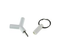 Earphone / Headphone Audio Splitter With Protective Cover and Key Ring - Works with Smartphones, Tablets, Laptops, Macbook, HiFi, DVD, MP3 and MP4 Players - Audio 3.5mm Jack Y Shape Splitter - White