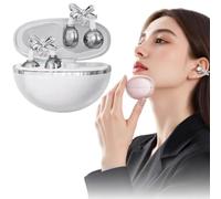 Earphone Wireless Bluetooth Jewelry with Butterfly Bow, Clip-on Earbuds Wireless Bluetooth 6.0 Open Ear Headphones with Detachable, App-linked AI Translation for women