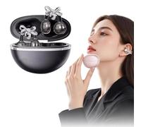 Earphone Wireless Bluetooth with Butterfly Jewelry,Open Ear Clip Earbuds with Bow,Ai Translation Wireless Bluetooth6.0 Earphones for All Phones,Comfortable for Women,for Gift,Parties
