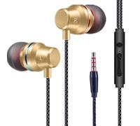 Earphones, In-Ear Headphones Earphones High Sensitivity Microphone - Noise Isolating, High Definition, Pure Sound for Phone, Smartphone, MP3 Players (Golden)