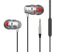 Earphones Wired - Earphones | Plug In Headphones | Metal Laptop Headphones | Powerful Bass And Clear Audio, Earbuds With Wired Remote For Cellphone, Computer, Laptop, Sports