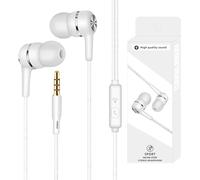Earphones, Wired Headphones and Microphone 3.5mm In-Ear Magnetic Stereo Definition for PC and Android Mobile Phone for Galaxy, Huawei, Xiaomi etc (White)
