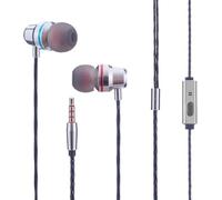 Earphones Wired In-Ear headphones for Sam-sung, 3.5mm Jack headphones Noise Isolating Earbuds With Microphone remote control Compatible with Android Tablets and More device (Silver)