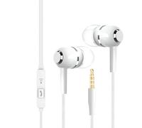 Earphones with Wired Microphone - 3.5mm Silicone Plug Earbuds Speaker 10mm Noise Cancelling Cable Clear Sound | Travel Flights, Studio Music Production, Gym Workout