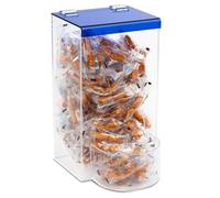 Earplug Holder, Universal Clear Acrylic Storage with Blue Lid for Small Bulk Accessories - Finger Cots, Hairnets, Laundry Dishwasher Pods, Packets, Beard Covers, Condiments & Candy