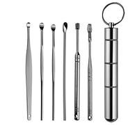 Earplugs and Wax Tool Set, with an Ear Pick Storage Bucket Easy to Use 6-Piece Professional Ear Cleaning Tool Set for Adults Men Women(Grey)