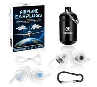 Earplugs for Flying with Lanyard -Regulate Air Pressure & Prevent Ear Pain- Airplane Travel Essentials-Comfy Reusable Flight Ear Plugs for Adult/Kid 12 YRS+, 25dB Noise Reducing Hearing Protection,BK