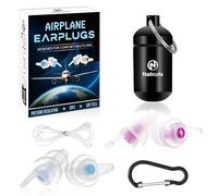 Earplugs for Flying with Lanyard -Regulate Air Pressure & Prevent Ear Pain- Airplane Travel Essentials-Comfy Reusable Flight Ear Plugs for Adult/Kid 12 YRS+, 25dB Noise Reducing Hearing Protection,PL