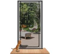 Earrck Cat Mesh Door, Reinforced Wire Mesh Door for Introducing New Cats, Keep Pets Indoors, Scratch-Resistant, Zipper, Black (Fits Door Size: 110cm x 220cm)
