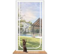 Earrck Cat Screen Door, Reinforced Mesh Screen Door for Introducing New Cats, Keep Pets Indoor & Allow Fresh Air Flow, Scratch Proof, Double-Sided Zipper (Fits Door Size : 80cm x 200cm)