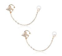 Earring Anti-Loss Straps Chains for Wireless Earbuds Gold Butterfly Diamond Decor with Secure Clip Bluetooth Headphones Accessories Gift for Hiking Working Running Gym