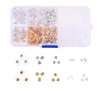 Earring Backs - 1400 Pieces - 10 Different Versions - Butterfly, Bullet Clutch, Flat Back Pad, Cylinder, etc. - Gold/Silver Color and Soft Rubber - Fits Straight Ear Studs or Fish Hook Earrings