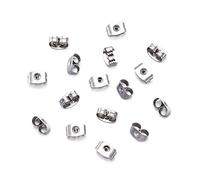 Earring Backs Clutches,Stainless Steel Butterfly Square Earring Safety Backings Pads Bullet Clutch Earring Stopper for Earring 6.5x4.5mm[Pack of 50]1