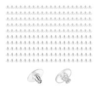 Earring Backs,Earring Backs Plastic Soft Clear Silicone Rubber,100 Transparent Earring Backs Stoppers,100 Metal Earplugs,for Fish Hook Earrings and Studs
