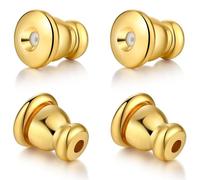 Earring Backs Replacements, 4pcs 18K Gold Locking Earring Backs for Studs Hypoallergenic Earring Backs Secure Earring Support Backings, Gold