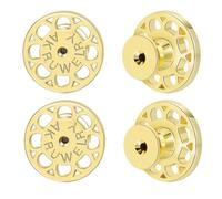 Earring Backs Replacements,AKRUWERLY 4PCS Dainty Round Shape Earring Lifter Backings for Droopy Ears,Locking Earlobe Support Backers for Heavy Earings Flat Backstop for Studs, 18K Gold