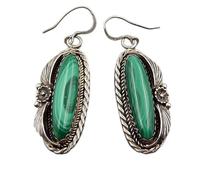 Earring Classic Green Stone Vintage Carving Wind Chimes Shape Dangle Earring Retro Long Earrings For Women (Metal Color : C124)