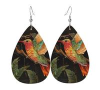 Earring Colorful Hummingbirds Teardrop Leather Earrings Fashion Drop Earrings Decorative Women Earring For Party Anniversary Mother’S Day