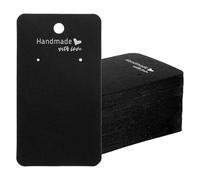 Earring Display Cards 100 Pack Earring Holder Cards Paper Jewelry Display Card 3.54 x 1.97inch Black Necklace Displays Card for Selling Hanging Earrings DIY Crafts Retail (Black)