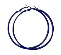 Earring Earrings Women 60MM Big Stainless Steel Hoops 80s 90s Large Retro Neon Earrings Party Dangle Accessories Gunmetal Hoop (Dark Blue, One Size)