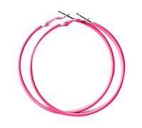 Earring Earrings Women 60MM Big Stainless Steel Hoops 80s 90s Large Retro Neon Earrings Party Dangle Accessories Gunmetal Hoop (One Size)