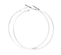 Earring Earrings Women 60MM Big Stainless Steel Hoops 80s 90s Large Retro Neon Earrings Party Dangle Accessories Gunmetal Hoop (White, One Size)