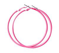 Earring Earrings Women 60MM Big Stainless Steel Hoops 80s 90s Large Retro Neon Earrings Party Dangle Accessories Gunmetal Hoop (One Size)