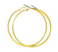 Earring Earrings Women 60MM Big Stainless Steel Hoops 80s 90s Large Retro Neon Earrings Party Dangle Accessories Gunmetal Hoop (Yellow, One Size)