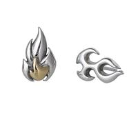 Earring for Women 925 Sterling Silver Asymmetric Golden Flame Ear Studs Creative Chinese Style Vintage