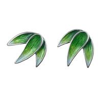 Earring for Women 925 Sterling Silver Green Bamboo Leaves Ear Studs Creative Chinese Style Vintage
