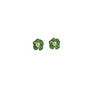 Earring for Women 925 Sterling Silver Green Pearl Lotus Leaf Ear Studs Creative Chinese Style Vintage