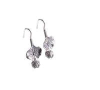 Earring for Women 925 Sterling Silver Leaf Tassel Lotus Flower Ear Hook Creative Chinese Style Vintage