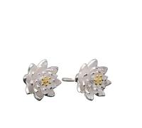 Earring for Women 925 Sterling Silver Lotus Flower Creative Chinese Style Vintage