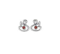 Earring for Women 925 Sterling Silver Red Agate Swan Creative Chinese Style Vintage