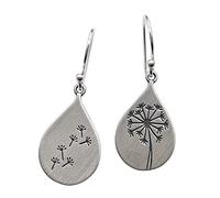 Earring for Women 925 Sterling Silver Waterdrop Carving Dandelion Ear Hook Creative Chinese Style Vintage