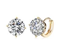 Earring for Women, Hoop Earrings Zirconia Champagne Gold 4 Claws with Cubic Zirconia 10X10mm for Wife Fathers Day Jewelry Elegant
