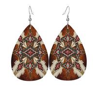 Earring For Women Native American Cross Pattern Drop Earrings Lightweight Leather Dangle Drop Earrings Fashion Women Earring For Party Girl Ladies