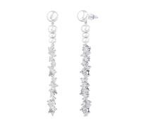 Earring for Women, Silver Drop Earrings Dangle Long with Cubic Zirconia and Pearls for Aunt Engagement Jewelry Classic