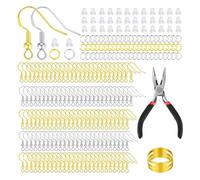 Earring Hook Supplies for Jewellery Making - 602 Pack Earring Making Kit - Hypoallergenic Ear Wires - Needle Nose Pliers,Metal Jump Rings,Clear Silicone Backs Stoppers for DIY Handmade Crafts