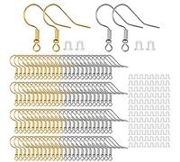 Earring Hooks,100 PCS/50 Pairs Sterling Silver Earring Hooks, Hypoallergenic Earring Hooks with Clear Silicone Earring Backs Stoppers for DIY Jewelry Making
