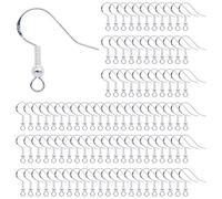 Earring Hooks 925 Sterling Silver Ear Wires Fish Hook Earring with Spring Ball for DIY Jewelry Customize Making 100 Pcs Silver Plating