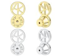 Earring Lifters,AKRUWERLY 4PCS Dainty Letter Shape Earring Backings Replaments for Droopy Ears,Locking Earlobe Support Backers for Heavy Earings Flat Backstop for Studs, Mixed Color