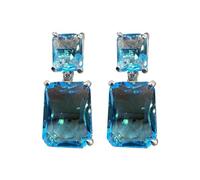 Earring Pack Big Hoops Earrings for Women Fashionable Small And Fresh Solid Color Zircon Earrings Ladies Temperament Rectangular Earrings Design Light Earrings Hoops Clip on Earrings (Blue, One Size)