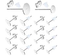 Earring Posts Stainless Steel, 500Pcs Hypoallergenic Flat Pad Earring Studs with Butterfly and Rubber Bullet Earring Backs for Jewelry Making Findings