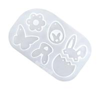 Earring Resin Molds,DIY Crafting Easter Stencil - Butterfly Flower Rabbit Egg Design Silicone Pendant Mold - for Family Women Men Girls Home Festive