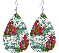 Earring Rosh Hashanah New Year Teardrop Leather Earrings Novelty Leather Dangle Drop Earrings Decorative Women Earring For Decorations Mother’S Day Party