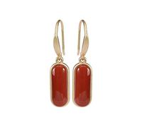 Earring Sets, S925 Gold Plated Sterling Silver Agate Southern Red Nephrite