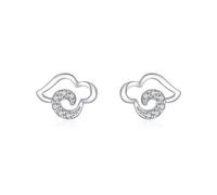 Earring Studs, Sterling Silver Stud Earrings Silver Cubic Zirconia Clouds 6.9X9.2mm for Women Mother'S Day Jewelry Popular