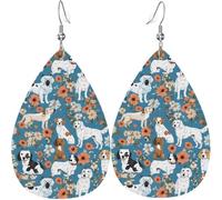 Earring Sweet Basset Hound Flowerss Drop Earrings Vintage Leather Earrings Lightweight Women Earring For Ladies Girl Mother’S Day